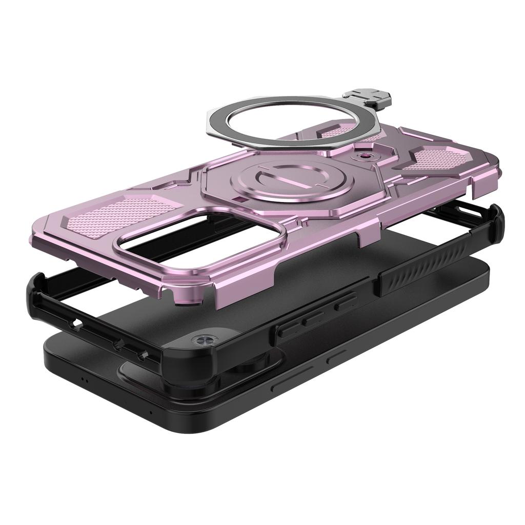 Для Oppo Reno13 5G (Глобальный) Магнитный чехол Вращающаяся металлическая подставка Задняя крышка телефона из ПК + ТПУ