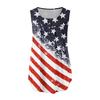 Women Vest Round Neck Buttons Half Placket Sleeveless Tank Tops US Flag Pattern Flowy Hem Camisole Daily Wear