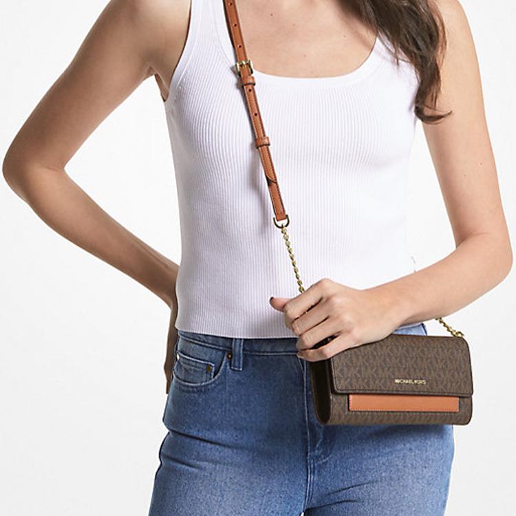 New MICHAEL KORS Jet Set Canvas Envelope Bag, Shoulder Bag, Crossbody Bag Medium Women's Brown 32S3GJ6C6B-BRN-ACORN