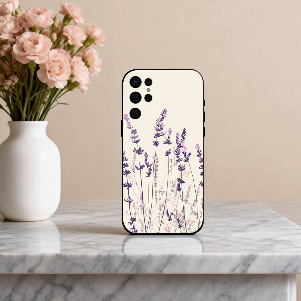 P-Purple L-lavender Phone Case For Samsung S25,24,23,22,30,21,10,9,Ultra,Plus,Lite,FE,4,5 G Soft Black Case