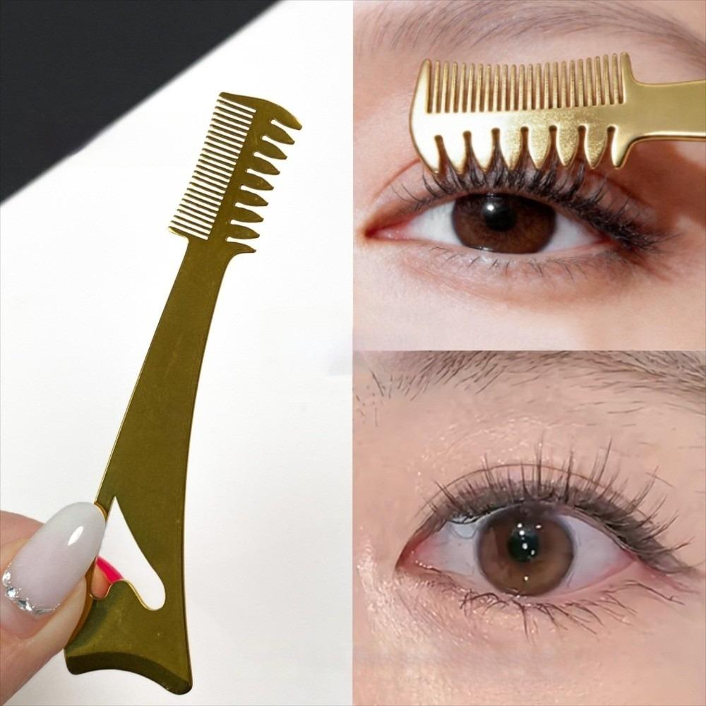 Delicate Finish 3-In-1 Eyelash Brush Long Wear Eye Makeup Stencil Upper Lower Eye Lash