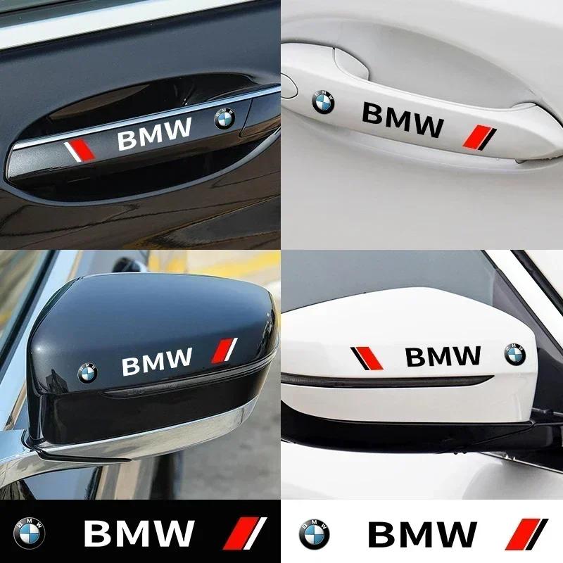 BAAY1 Car Sticker 4pcs Car Styling Door Handle Stickers Tire Rear View Mirror Decals For BMW E46 E85 E60 F10 E39 F30 E36 F20 E87 E90 E