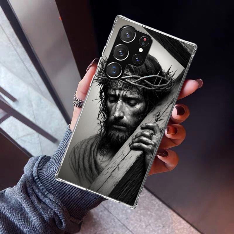 Christian Cross Design Phone Case For Samsung Galaxy S26 S25 Edge S24 S23 Ultra S22 Plus S21 S20 FE Soft TPU Back Cover Funda Ga