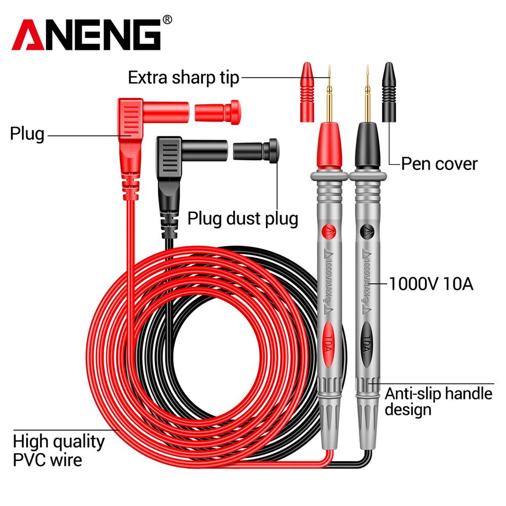 2026 1000V 10A Digital Multimeter Probe Test Leads ANENG PT1005B Universal Needle Tip Multi Meter Tester Lead Probe Wire Pen Cable Replaceable Needle