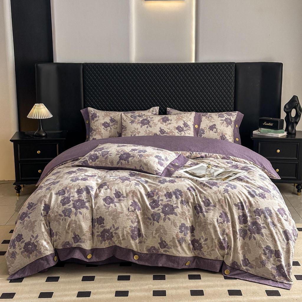 Retro Linen Cotton Brushed Double Bedding Set