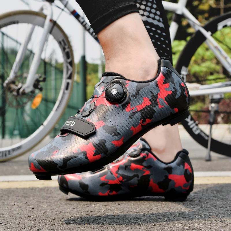 New Road Men Cycling Sports Shoes Outdoor Comfortable Lightweight Road Lock Boots Outdoor Racing Speed Cycling Sports Sneakers