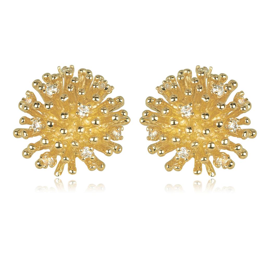 Les Trésors De Lily [R7178] - Gold Plated Earrings 'Cleopatra' White Gold - 15 Mm