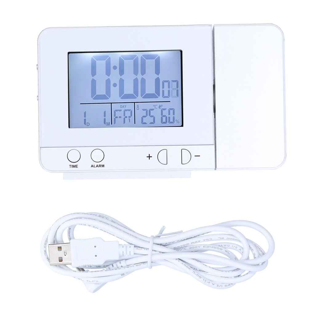 180 Degrees Rotation Projection Alarm Clock USB Powered LED Digital Clock with Temperature Humidity