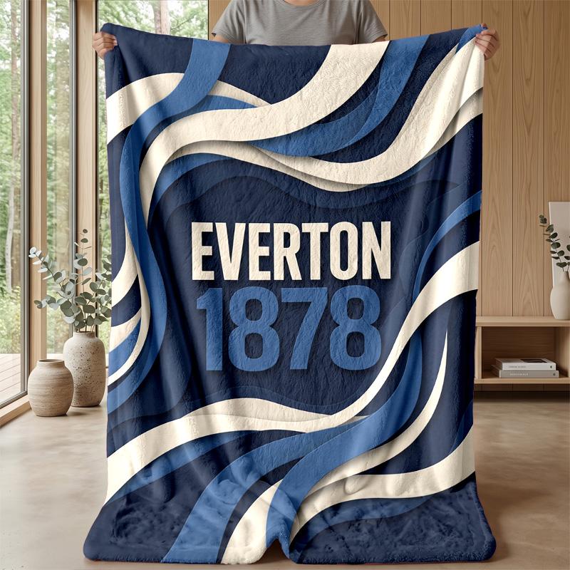 Everton Football Print Flannel Blanket, Soft Warm Lightweight Throw Blanket for Sofa Bed Camping
