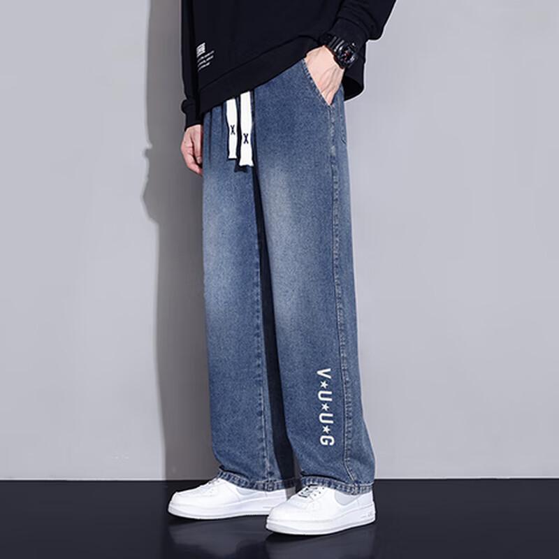 VUUG Мужские джинсы из денима прямого кроя в американском ретро-стиле