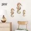 Coastal Home Decor 3Pcs Seahorse Wooden Wall Hanging Set, Hawaiian Beach Style, Boxwood Crafted Nordic Style Decoration Tropical Party Decor,