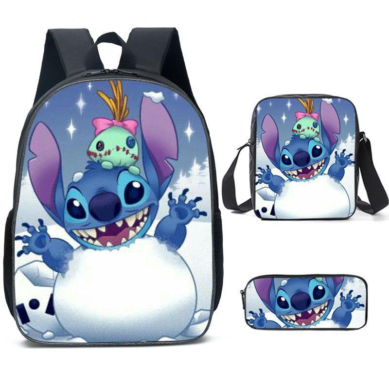 New animation cartoon stitc three-piece schoolbag, primary and secondary school backpack, backpack