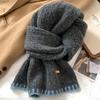 High-end yellow knitted scarf, women's autumn and winter atmosphere, warm student thickened cold-proof neck protection wool scarf