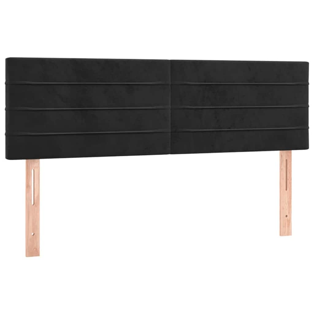 vidaXL LED Kopfteil Schwarz 144x5x78/88 cm Samt