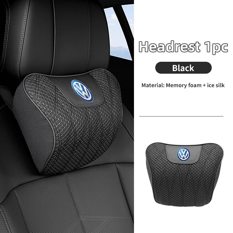WET1 Car Headrest Lumbar Pillow Auto Neck Support Accessory For Volkswagen VW Scirocco Jetta Beetle Golf 4 5 6 Passat Polo B5