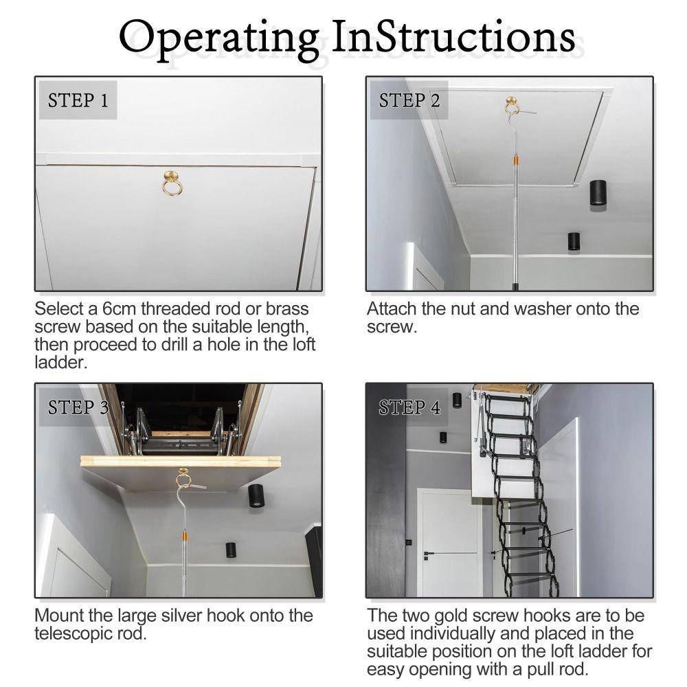 Комплект для подъема чердачной лестницы из нержавеющей стали для дома, отеля-лофта