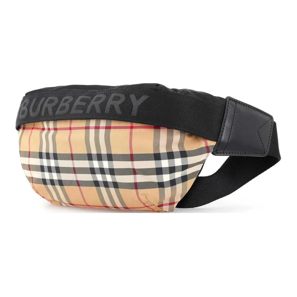 Burberry Сумка через плечо, на пояс, унисекс, средний размер, из телячьей кожи с принтом Monogram и полиамида, цвет бежевый