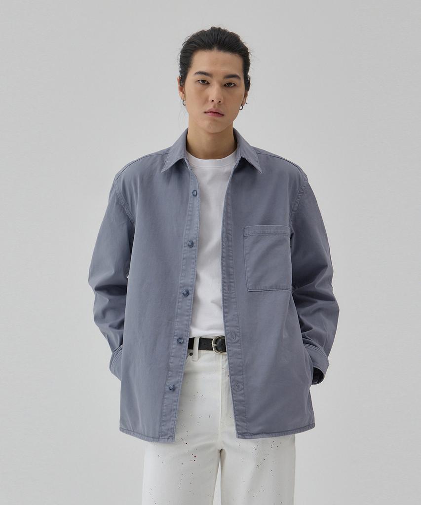 RYUL+WAI Denim Garments Dyed Pocket Shirt Blue C6