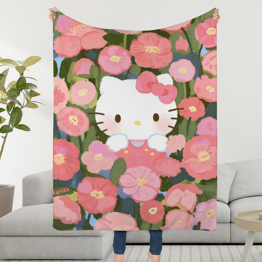 H-Hello Blanket Throw Super Cosy Plush Flower Living Room Sofa Couch Childish SRO Birthday K-Kitty Pink Gifts