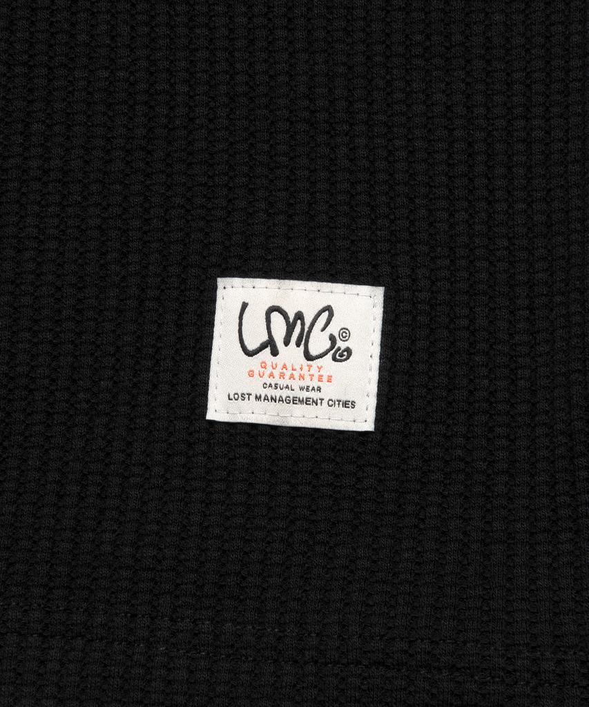 LMC Henley Neck Waffle Long Slv Tee Black