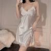Elegant Ice Silk One-Piece Nightgown with Chest Pads - Summer 2022 Thin Style Sling Pajamas for Women.