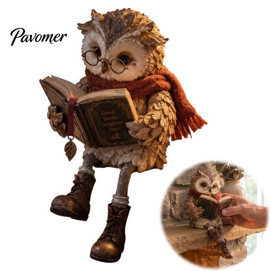 Полка для книг Фигурка Совы Винтажная Фигурка Читающего, Держащая Книгу Настольная Фигурка, Круглоочковая Статуэтка из Смолы для Книжной Полки, Камина, Дома, Офиса,
