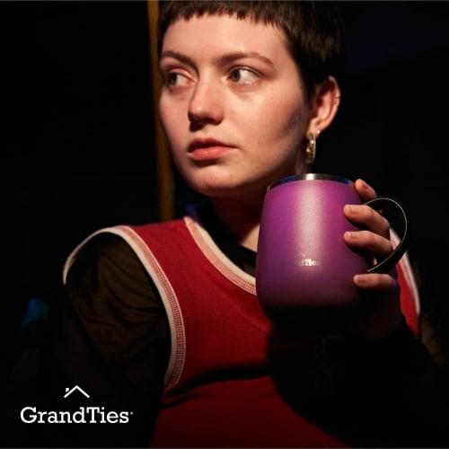 GRANDTIES Premium Vacuum Insulated Mug, 460ml, Available in 19 Colors, with Easy-Open Sliding Lid, Stainless Steel Double-Wall Vacuum Insulation, and