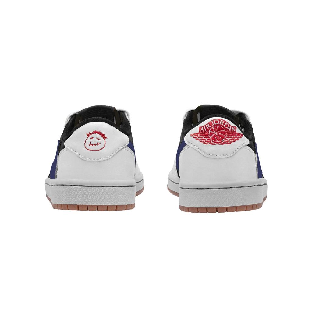 Travis Scott x Jordan Air Jordan 1 Низкие кроссовки для баскетбола, устойчивые к скольжению и истиранию, унисекс, Черно-синие, DZ4137-700(Команда654-)