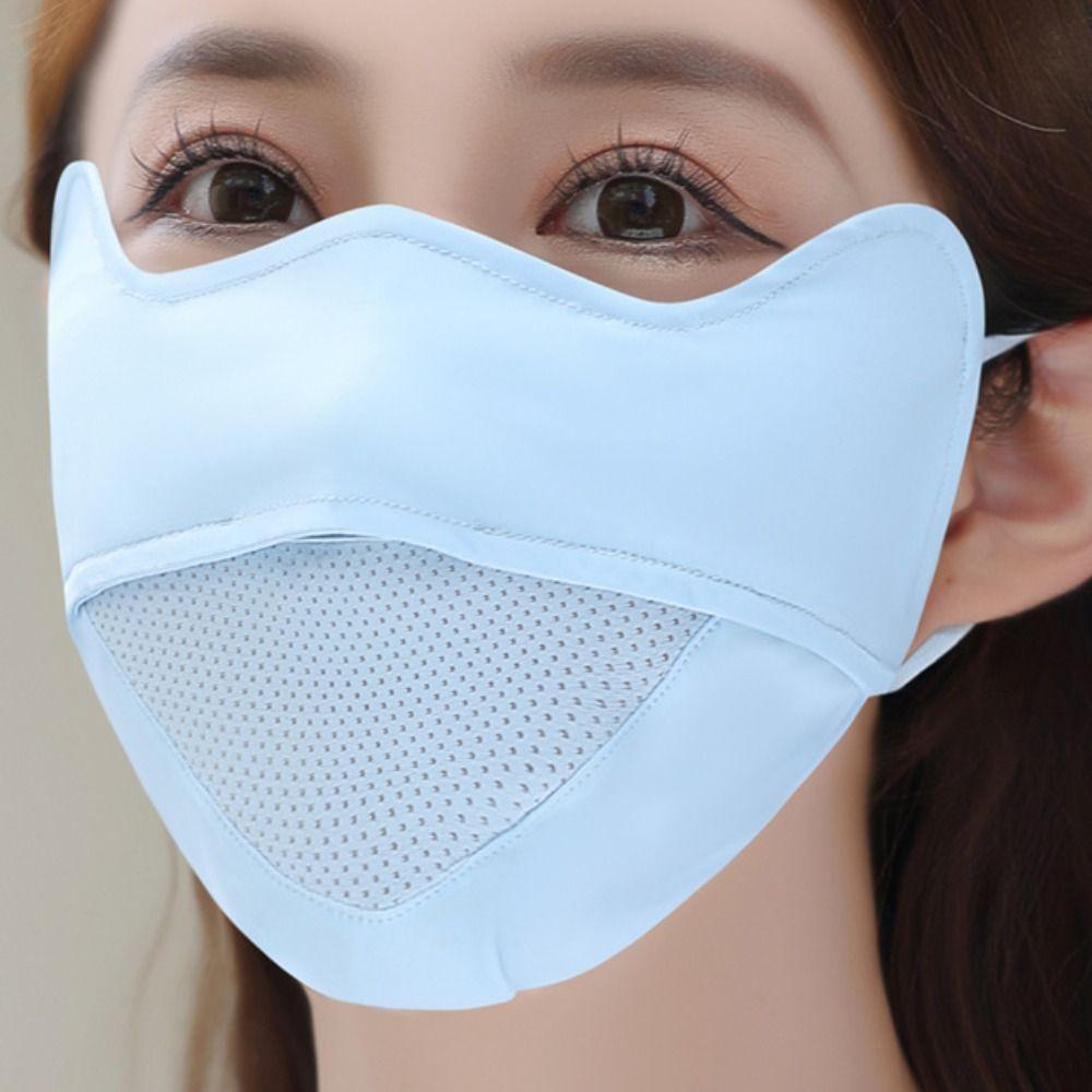 Solid Color Ice Silk Face Scarf Mesh Anti-uv Face Cover Thin Sunscreen Veil  Sports