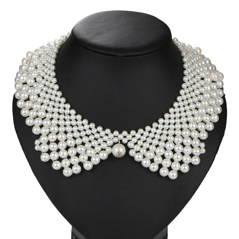 Pearl Fake Collar Stand Beads Detachable Collar Fake Women for Party Bride Dress Decorate False Collar Shirts for Women