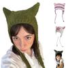 Cat Ear Beanie Hat for Women Harajuku Style Star/Stripe Skull Hat Handmade Crochet Hat Y2K Cool Girls Warm Headpieces