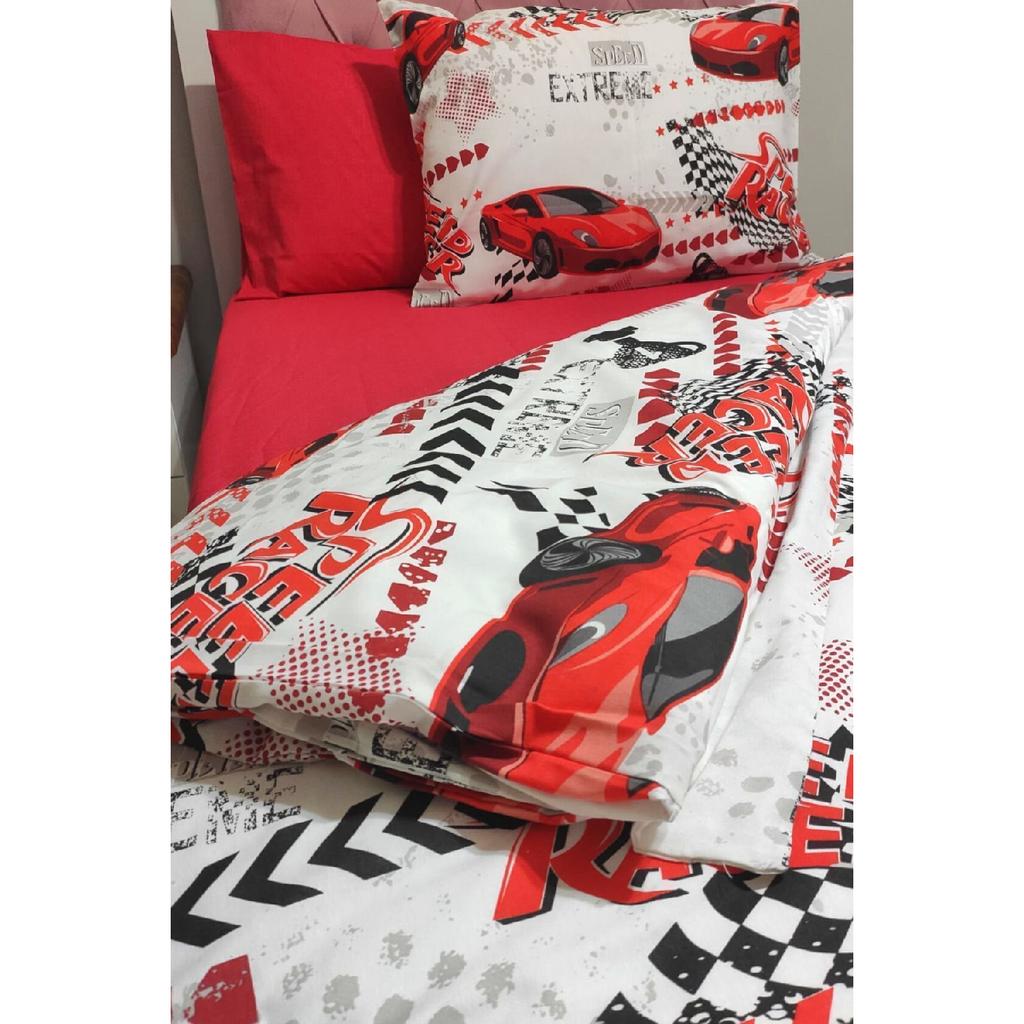 Синий комплект пододеяльников на колесиках для мальчика, комплект из 4 предметов с эластичными простынями (100x200см)