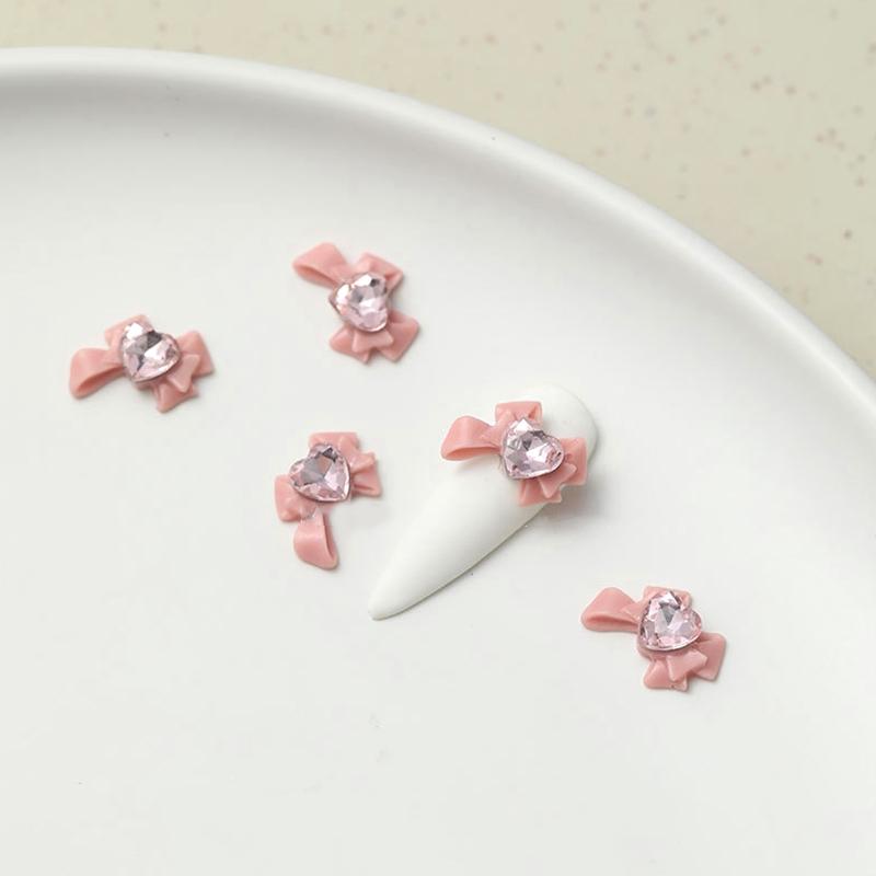 5 шт. DIY украшения для ногтей 3D лента бант блестящие кристаллы любящее сердце сверла для ногтей для маникюра дизайн аксессуар