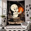 Custom Tapestry Wall Hanging, Casper the Friendly Ghost Personalized Name Text Home Wall Decor