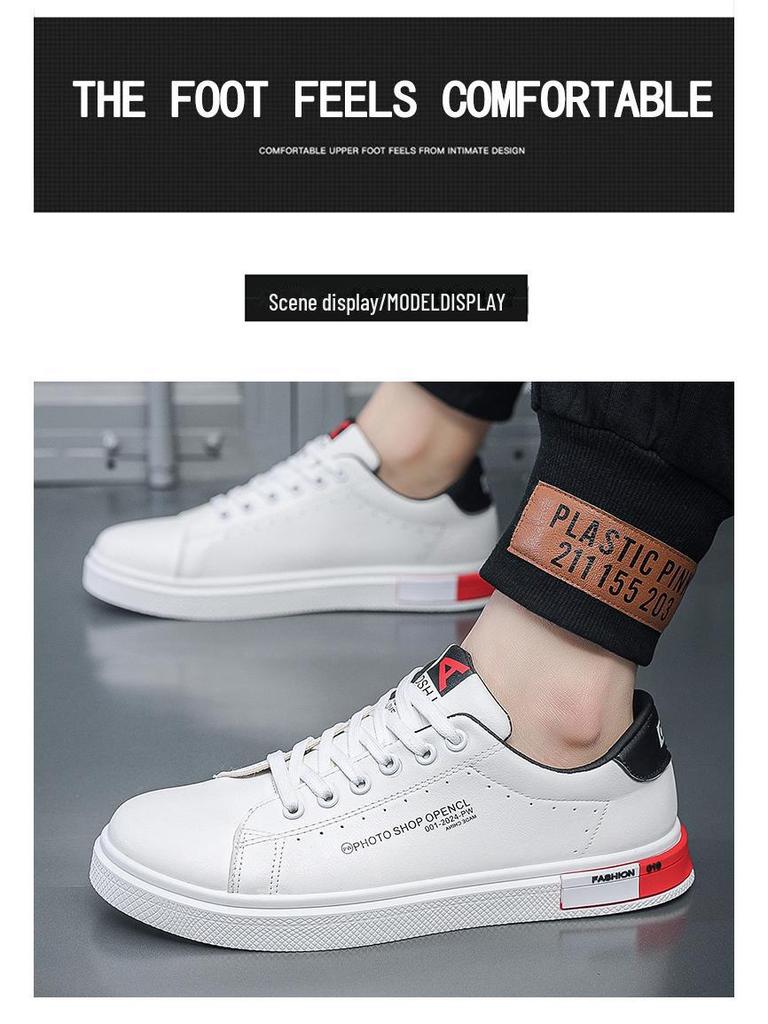 Модные мужские белые весенние кроссовки — универсальные, водонепроницаемые, с мягкой подошвой, в корейском повседневном стиле и стиле скейтбординга.