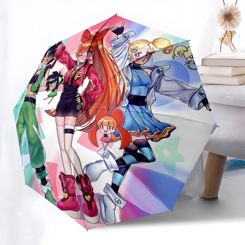 1pc Pikachu, Sailor Moon, and Pokémon Go Characters on Automatic Opening Folding Outdoor Umbrella with 8-Rib Iron Frame - Perfect for Fans, Trave