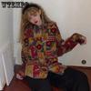 WTEMPO Винтажная блузка женская 90-х годов эстетические рубашки в стиле Харадзюку с длинным рукавом в стиле ретро женские свободные корейские топы с принтом уличная одежда