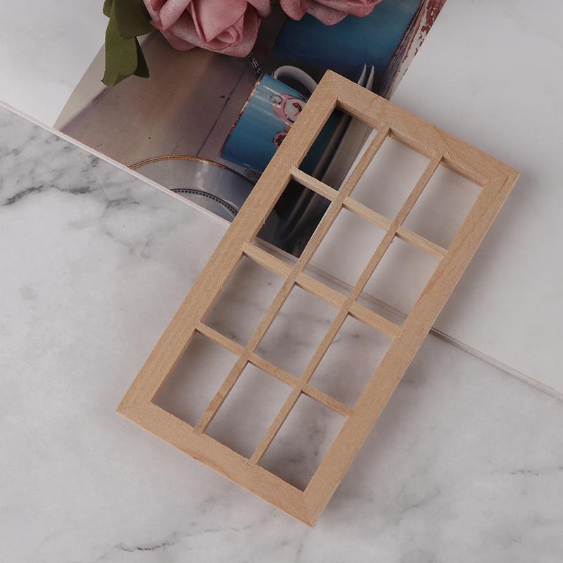 1:12 Dollhouse Miniature Wooden 12-Pane Window Frame Model Accessories Toys