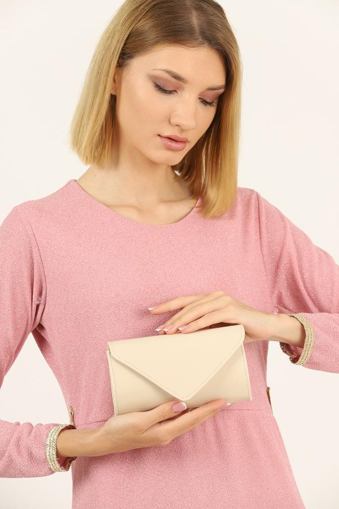 Women's Stylish and Useful Evening Dress Bag Cream Soft Evening Dress Bag Portfolio Clutch Bag