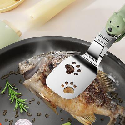 Рыбная лопатка-щипцы в виде медведя 2-в-1 Подходит для жарки и подачи Характеристики Нескользящая ручка Кухонные инструменты