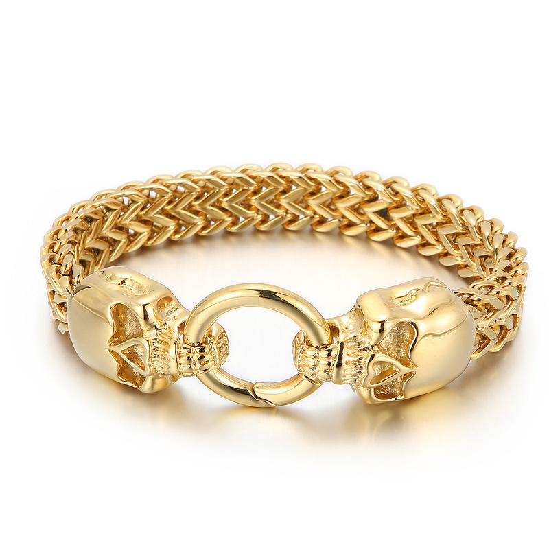 Европейский и американский модный индивидуальный властный панк-череп из титановой стали мужской браслет