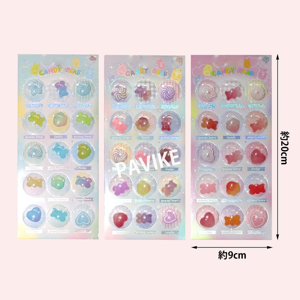 PAVIKE 3D Stickers Little Bear Gummy Series Perfect for decorating cell DIY and stationery Easy to - - phones, notebooks, projects, diaries, cases.