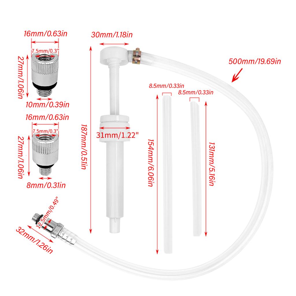 Easy Transfer Hand Pump Fit for Automotive Fluids 8cc Per Strokes Secure Fill Tube Adapter Fits Standard Quart Bottles
