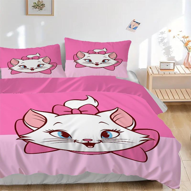 Pink Kitty Portrait Print 3Pcs Bedding Setduvet Cover With 2 Bedropillowcase Home Birthday Gift