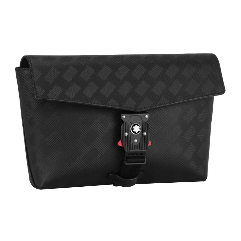 Montblanc Adjustable Shoulder Strap Embossed Full Grain Leather Envelope Clutch Bag Men Clutch Bag Black 129972