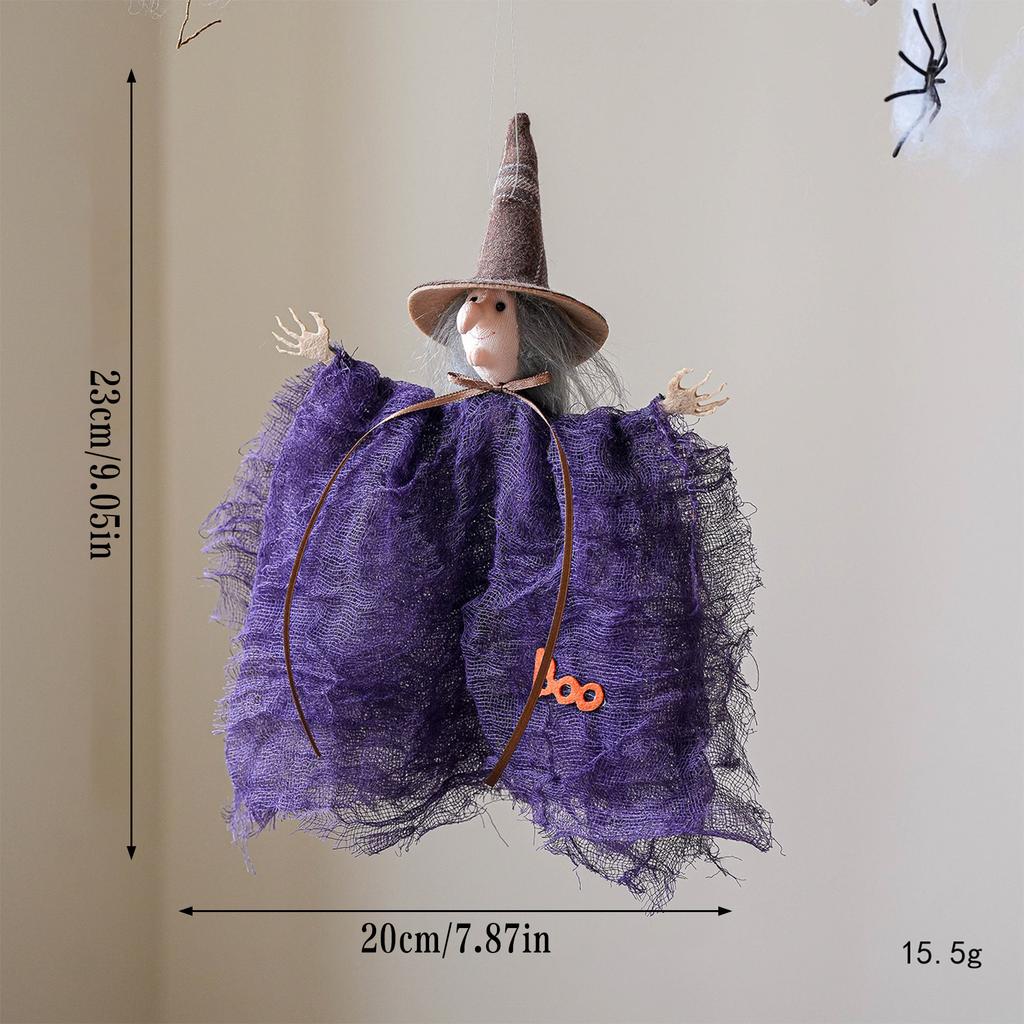 Halloween Mesh Ghost Pumpkin Witch Hanging Decorations Sheer Silk Cloth Spooky Halloween Party Decor for Windows Porch