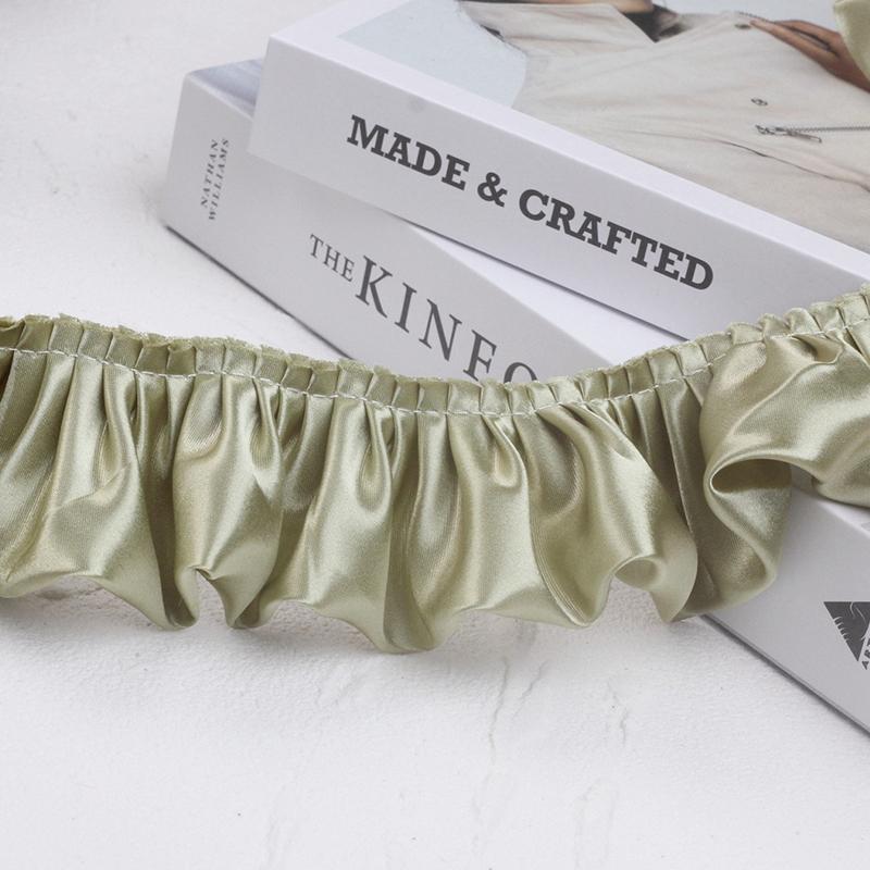 10 м Двухслойная оборка с кружевной отделкой, блестящая атласная плиссированная лента, кромка ткани, подгиб для свадебного платья, кукольного платья, DIY детское шитье, рукоделие