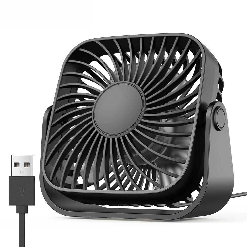 Мини-портативный USB-вентилятор 4 дюйма для кемпинга, 3 скорости, тихий настольный персональный вентилятор, вентиляторы с регулировкой на 360° для комнаты, дома