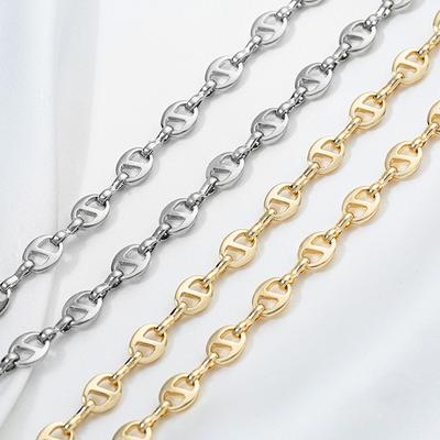 High Quality Korean Copper 14K Gold Plated Rectangular Link Chain Pig Nose Chain 5.8mm Mariner Handmade DIY Bracelet Loose Chain
