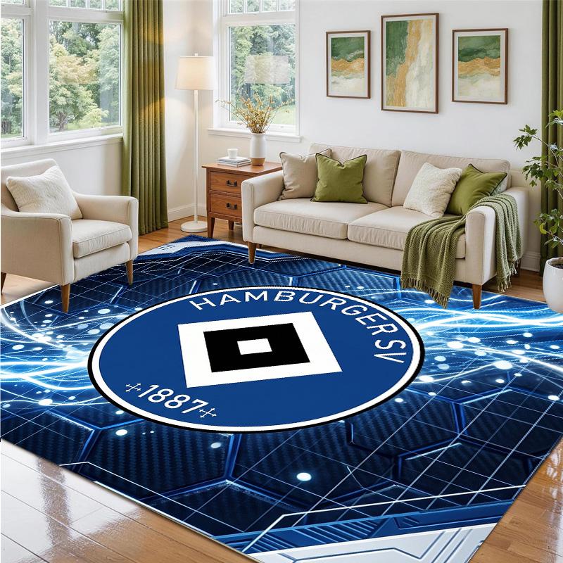 Hamburger SV Football Design Crystal Velvet Rug Soft Decorative Mat for Bedroom Entrance